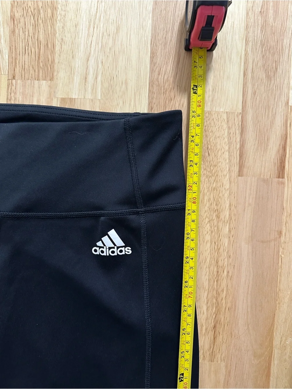 Adidas Black Unisex Athletic Leggings with White Stripes and Pocket